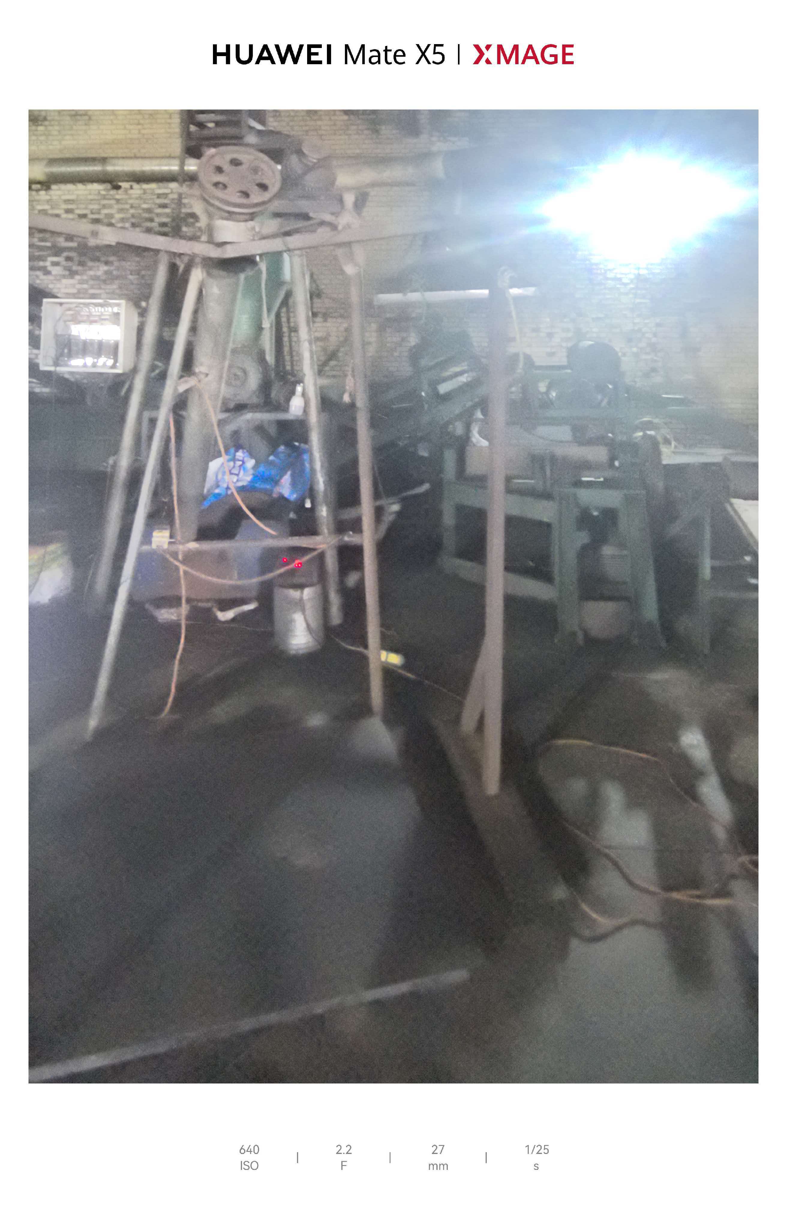 Crushing line interior with granulating equipment in operation